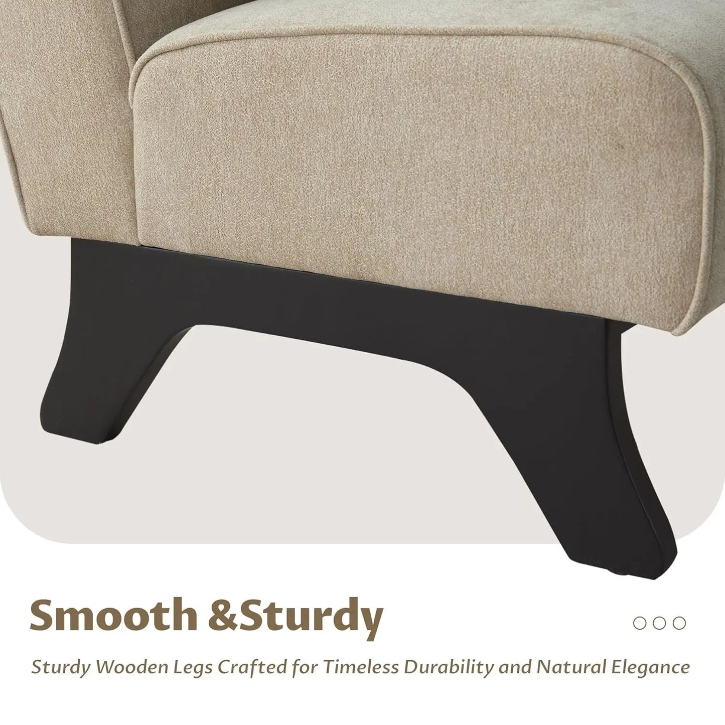 Modern Armless Accent Chair Set of 2, Wooden Legs & Pillows, Comfy Lounge Sofa Side Chair for Living Room, Custom