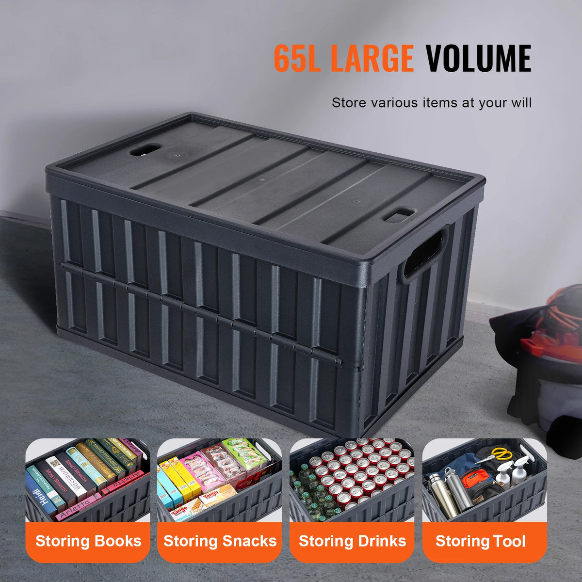 Collapsible Stackable Storage Bins With Lids For Garage Organization