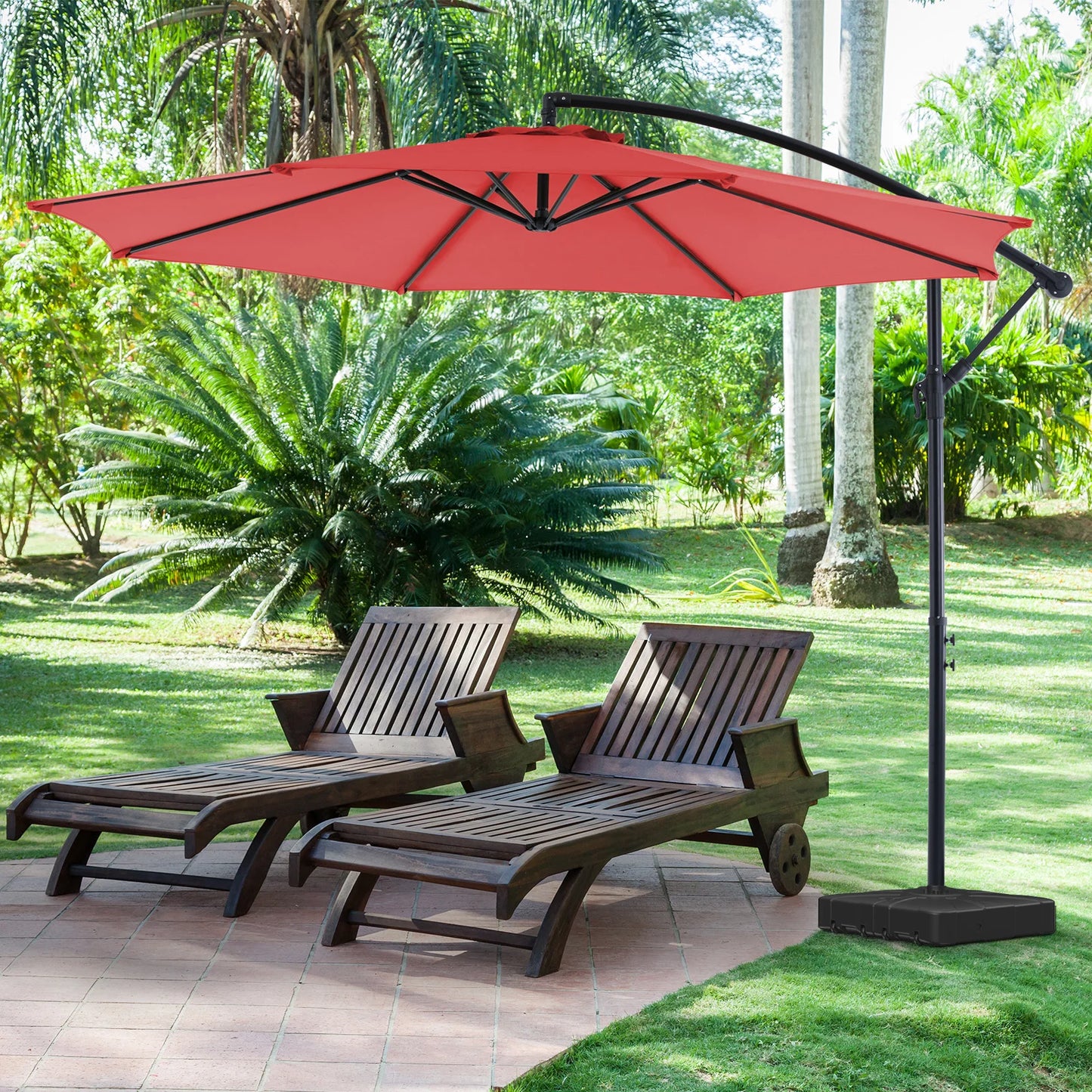 JHK Cantilever Umbrella With Easy Tilt UV Protection 8 Ribs