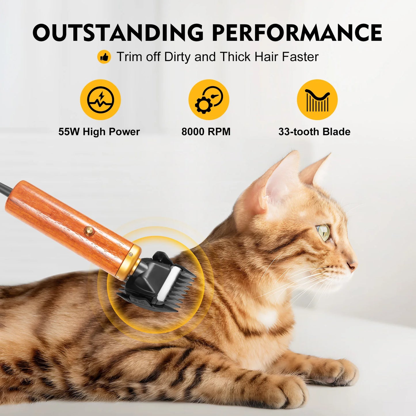 Bymaocar Electric Pet Clipper 55W Professional Corded Dog Shears
