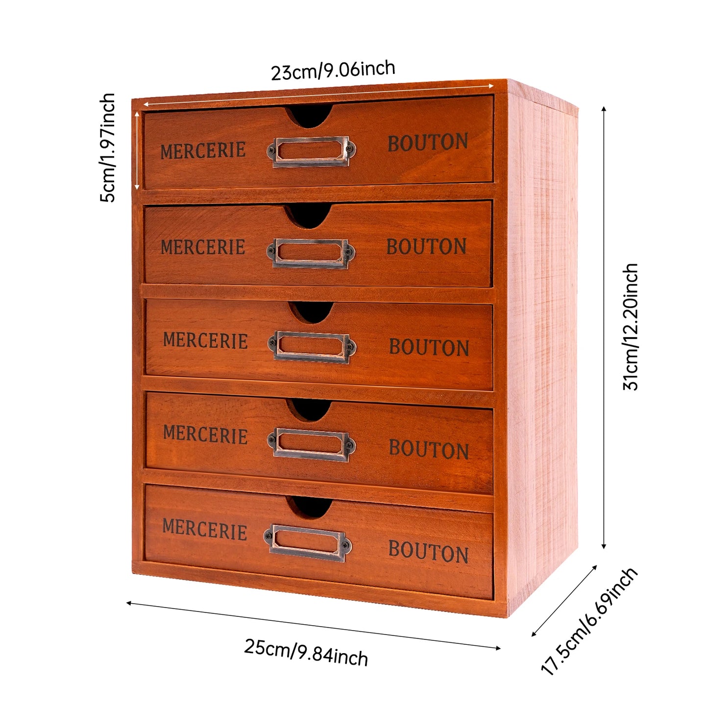 Wooden Five Drawer Desk Organizer for Office and Bedroom