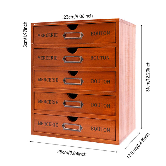 Wooden Five Drawer Desk Organizer for Office and Bedroom