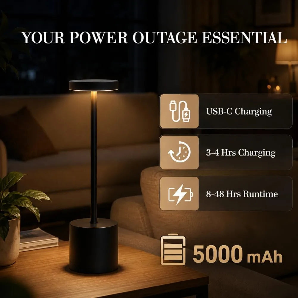 Cordless Table Lamp Set With Touch Control Dimmable 3 Modes Waterproof Portable