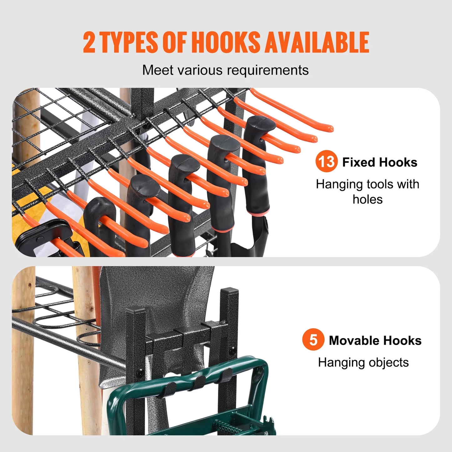 Garden Tool Organizer Rack With 16 Slots And Wheels For Garage