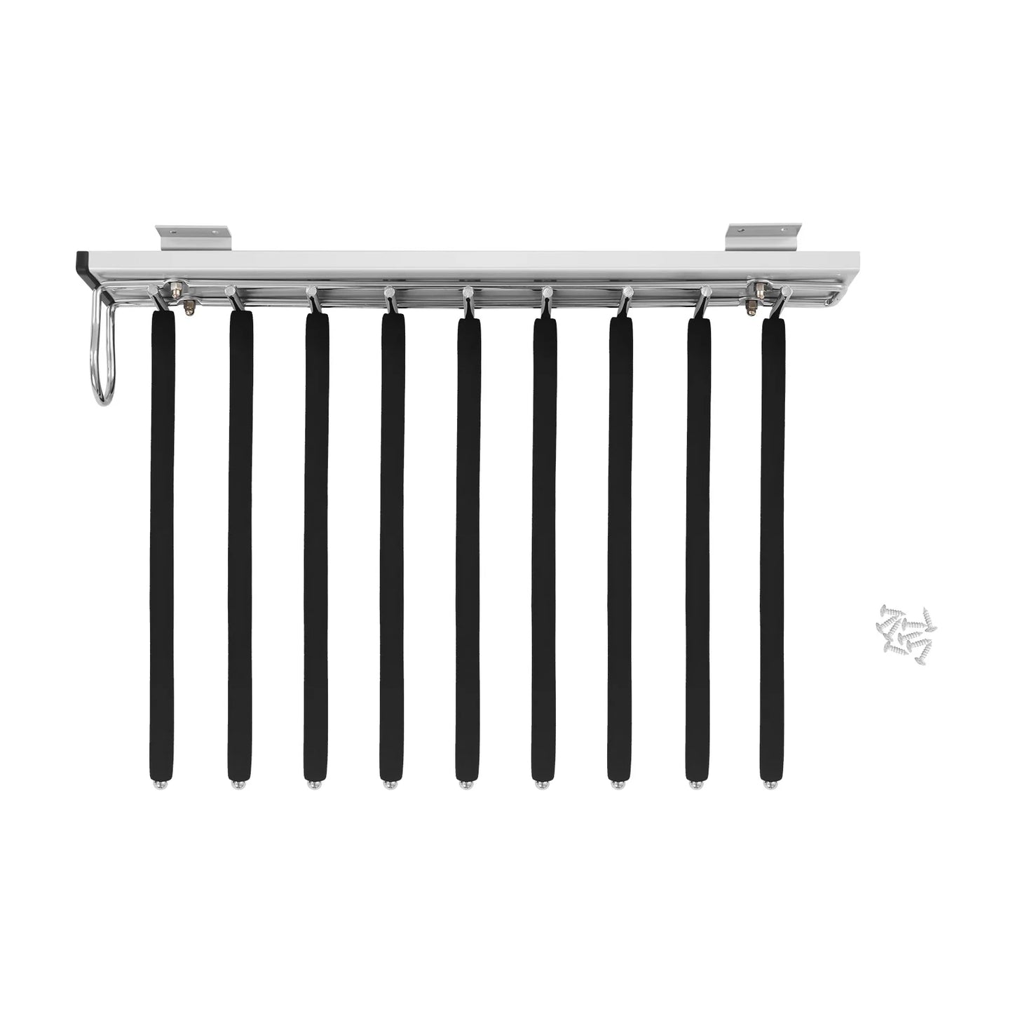9-Rod Side Mounted Trouser Hanger With Pull-Out Rack Flocked Bars