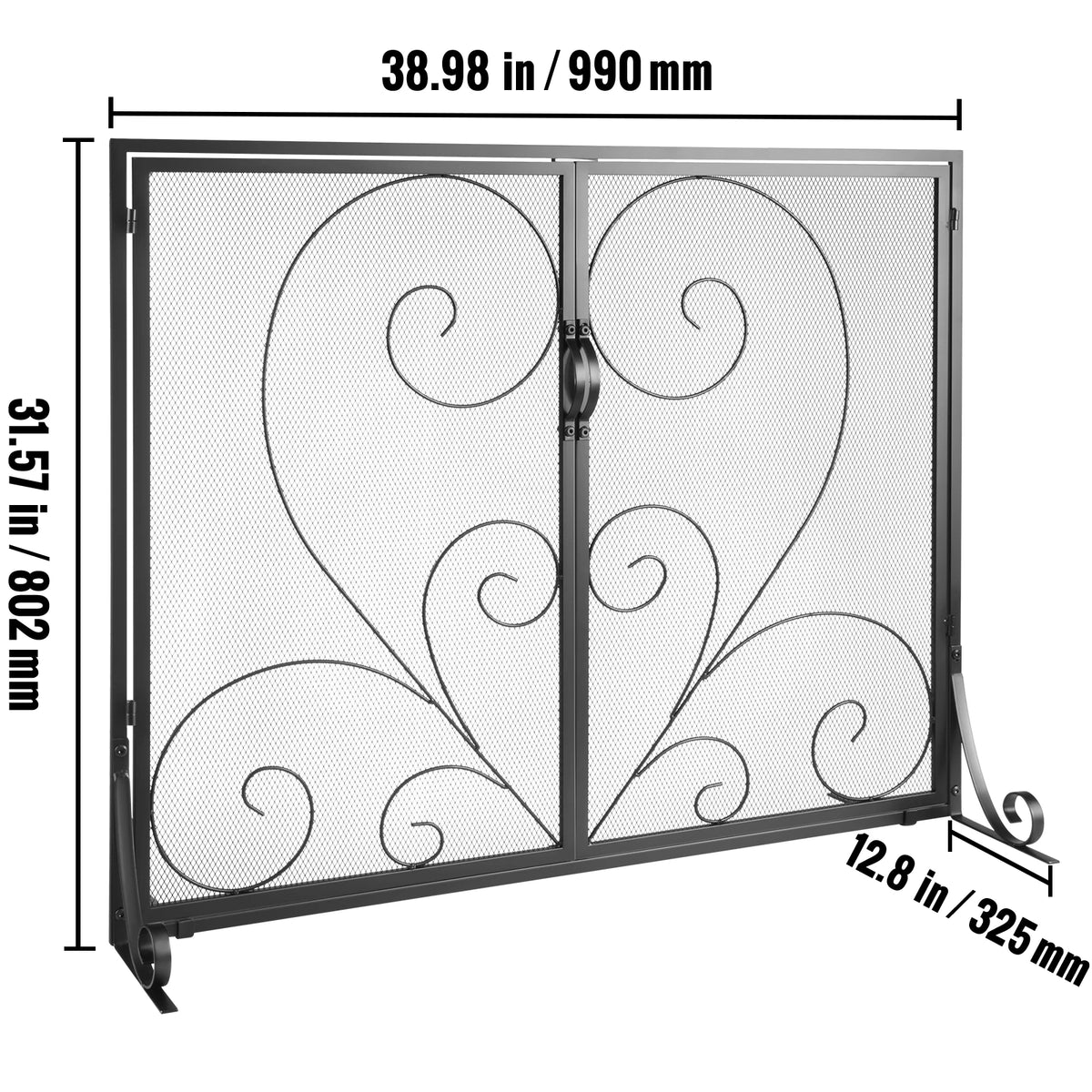 Iron Fireplace Screen With Door And Spark Guard Cover