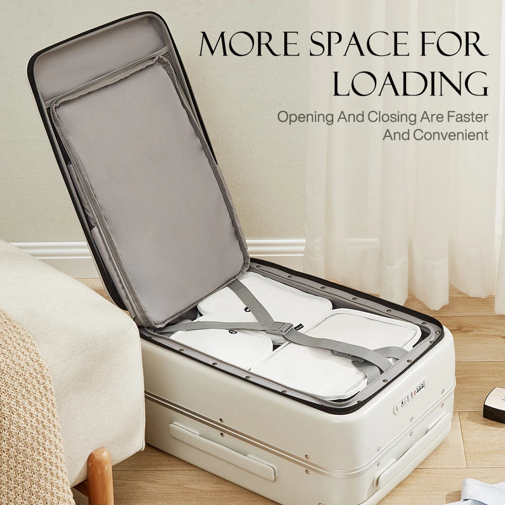 Mixi Front Laptop Pocket Suitcase Wide Handle Travel Luggage