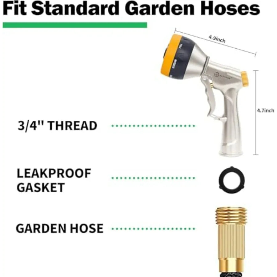 Garden Nozzle Sprayer 7 Pattern High Pressure Metal Hose Nozzle