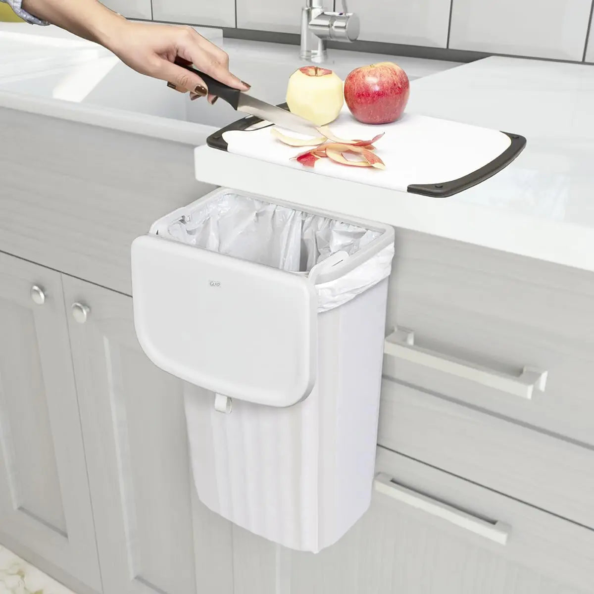 Under Counter Waste Bin Dual Lid Space Saving Trash Can