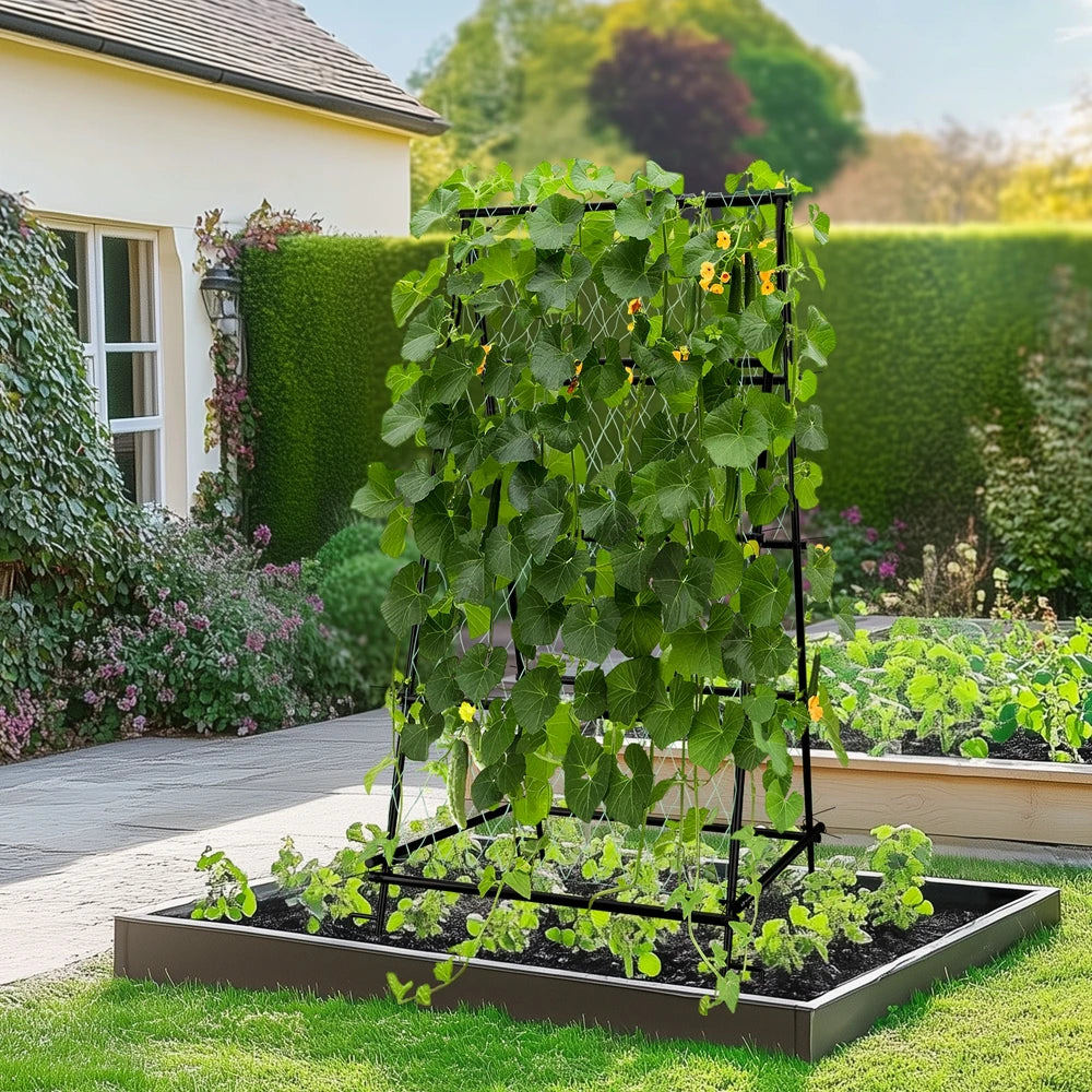 Wisfor A Shaped Metal Garden Trellis Arch Plant Support Netting