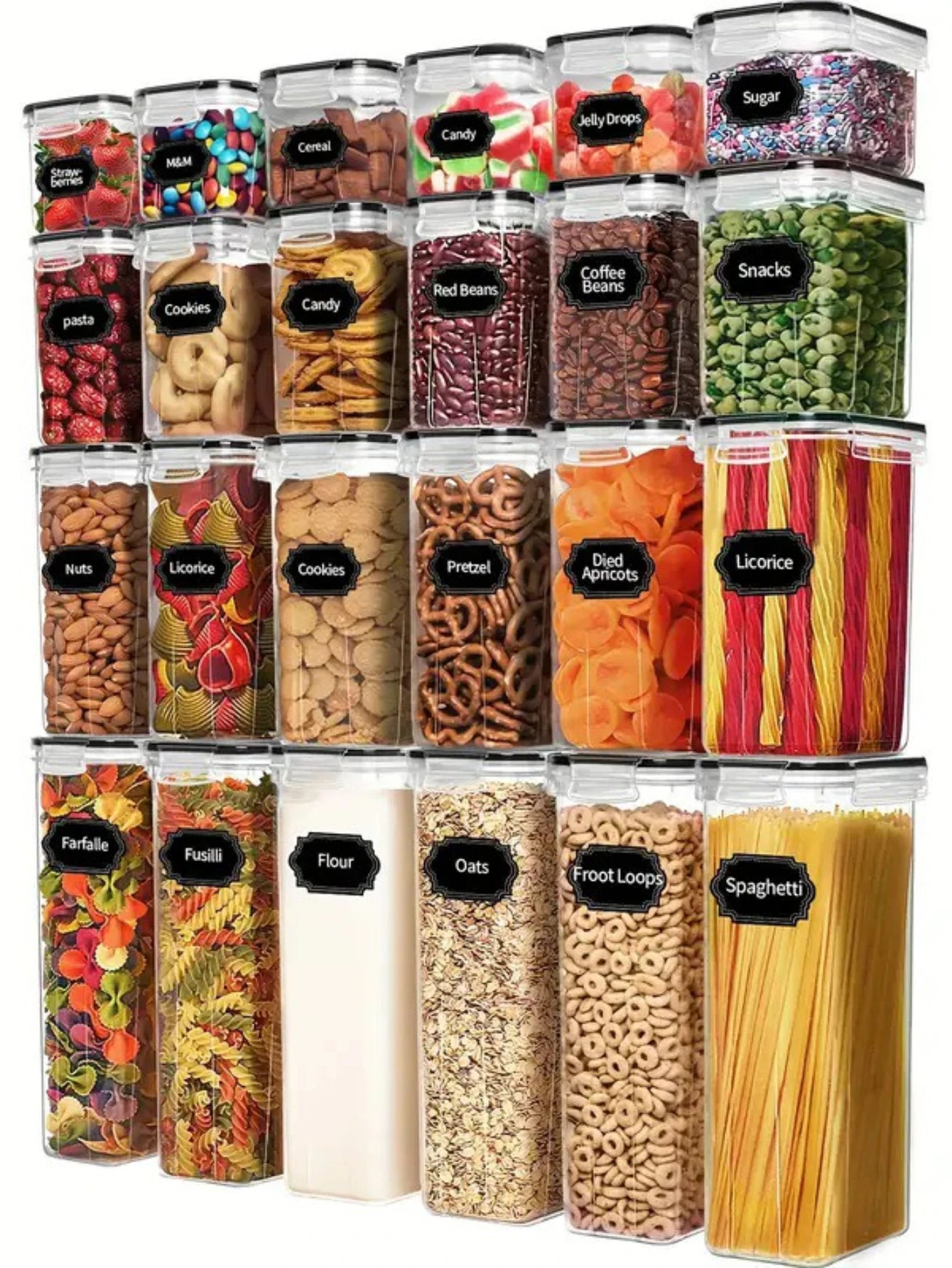 24 Piece Airtight Food Storage Containers With Labels For Spices