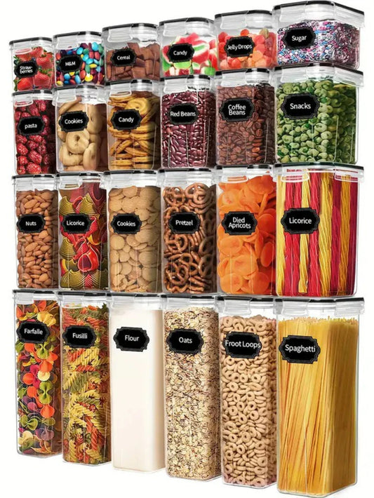 24 Piece Airtight Food Storage Containers With Labels For Spices
