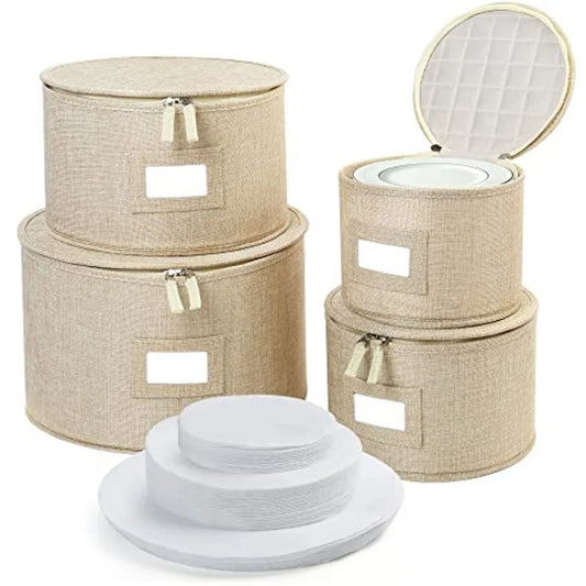 Stackable Dish Storage Box Set Four Pieces for Moving