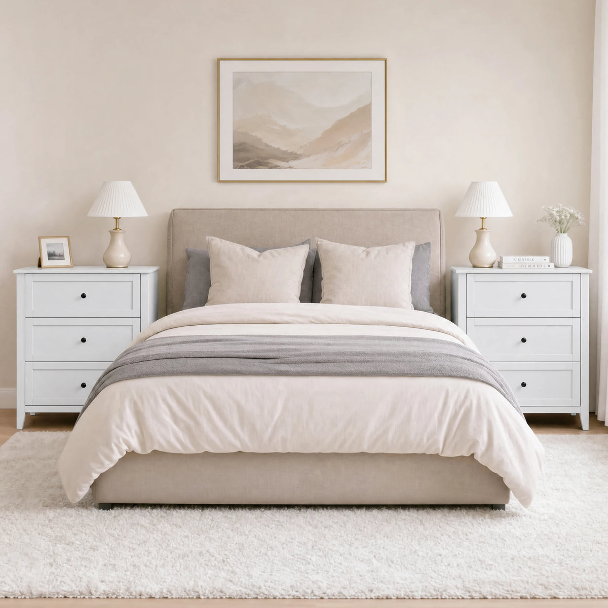 Modern 3 Drawer Bedroom Nightstand Storage Cabinet With Easy Assembly