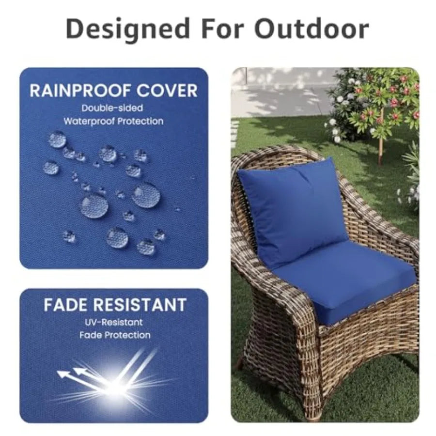 Outdoor Patio Seat Cushions Waterproof Fade Resistant With Removable Cover