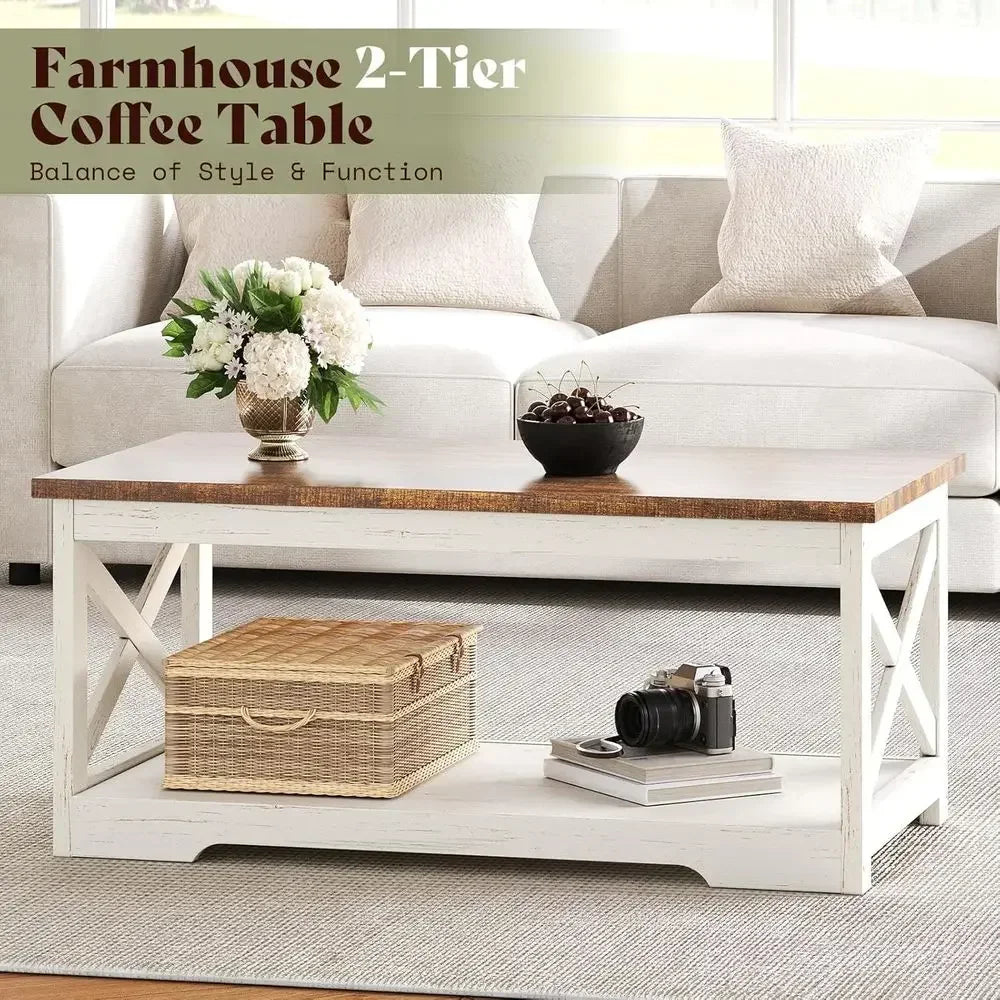 3 Piece Living Room Table Set With Coffee Table And End Tables USB Ports