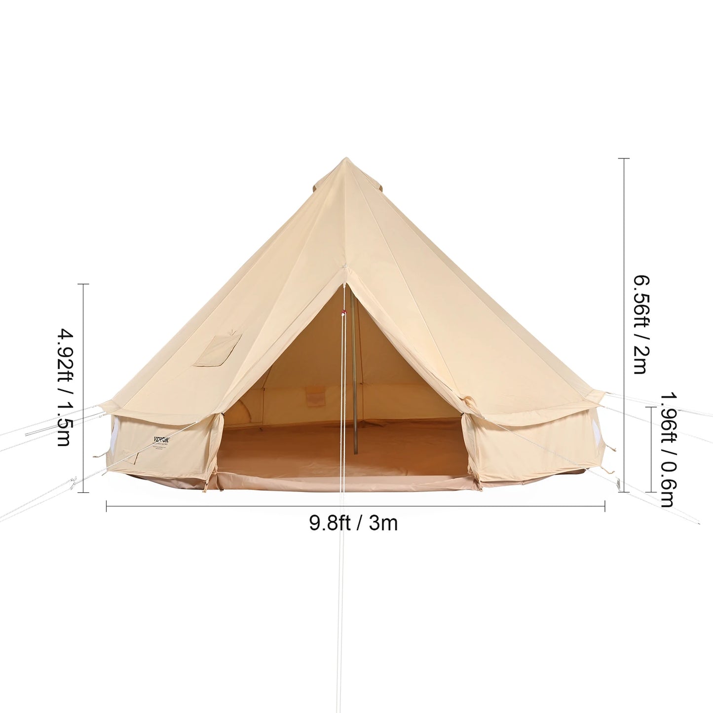 SucceBuy Canvas Bell Tent For Camping With Chimney Vent