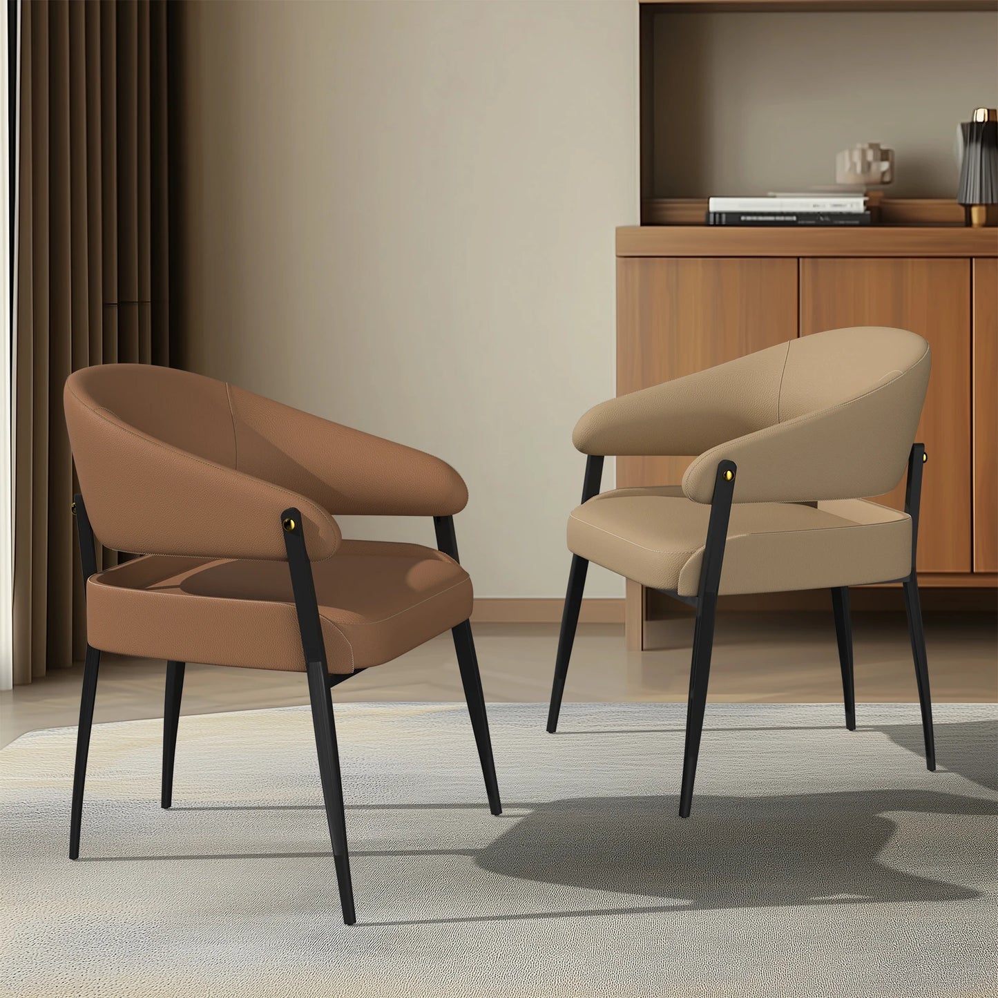 Set Of 2 Microfiber Leather Dining Chairs Upholstered Home Office
