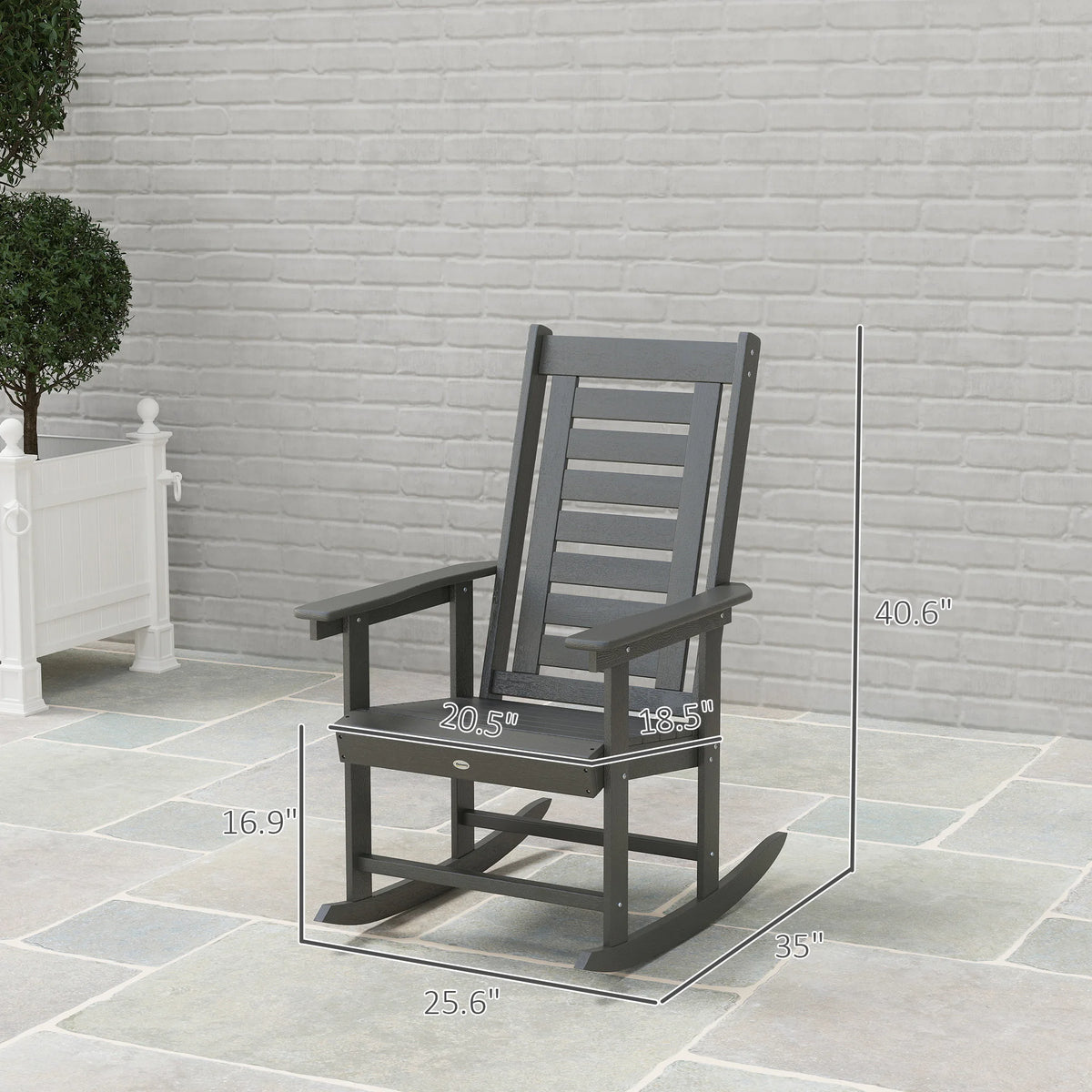 Outsunny Outdoor HDPE High Back Patio Rocking Chairs Set