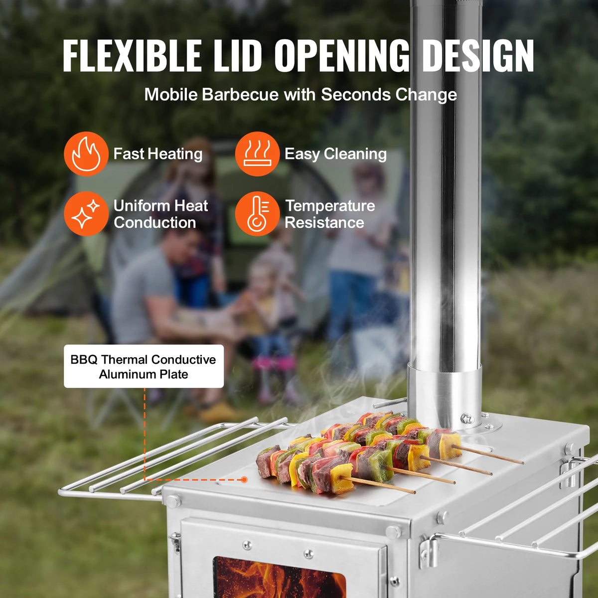 SucceBuy Stainless Steel Portable Wood Stove With Chimney