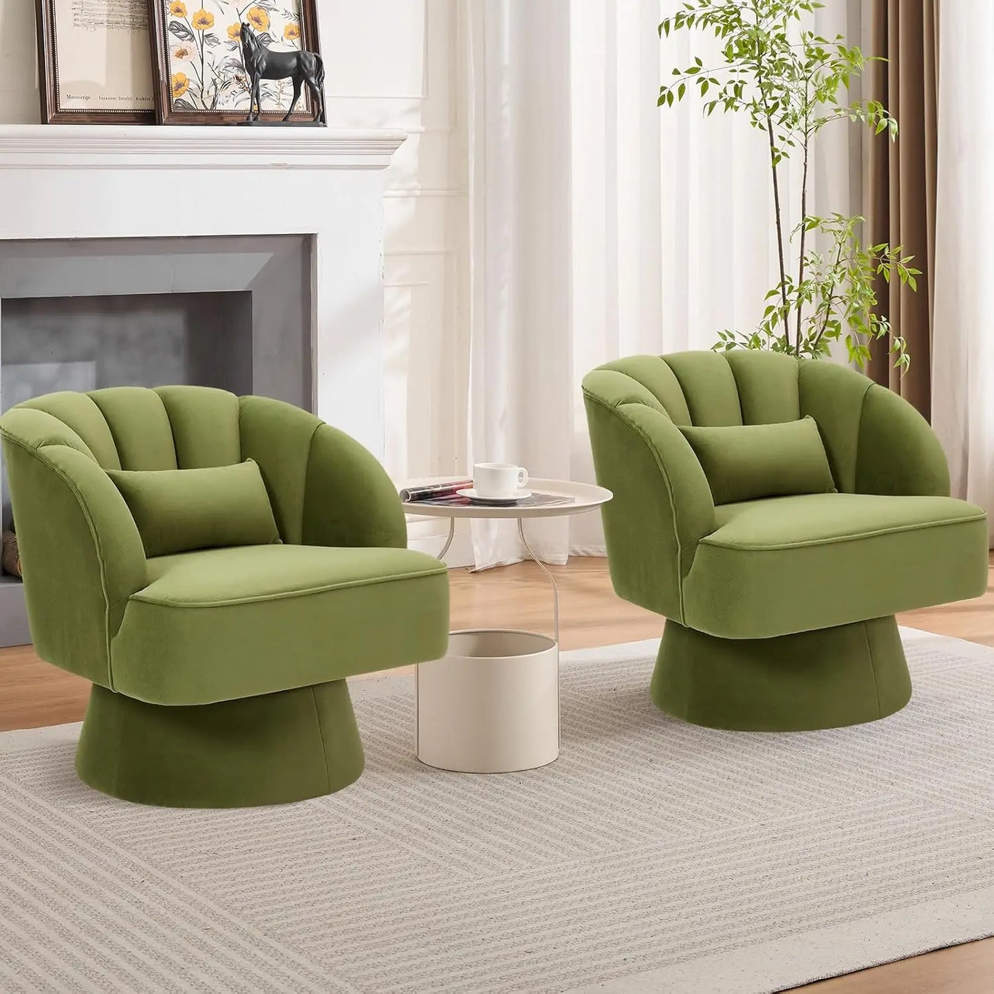 HiMISS Ultra Plush Swivel Accent Chair Barrel Lounge Velvet