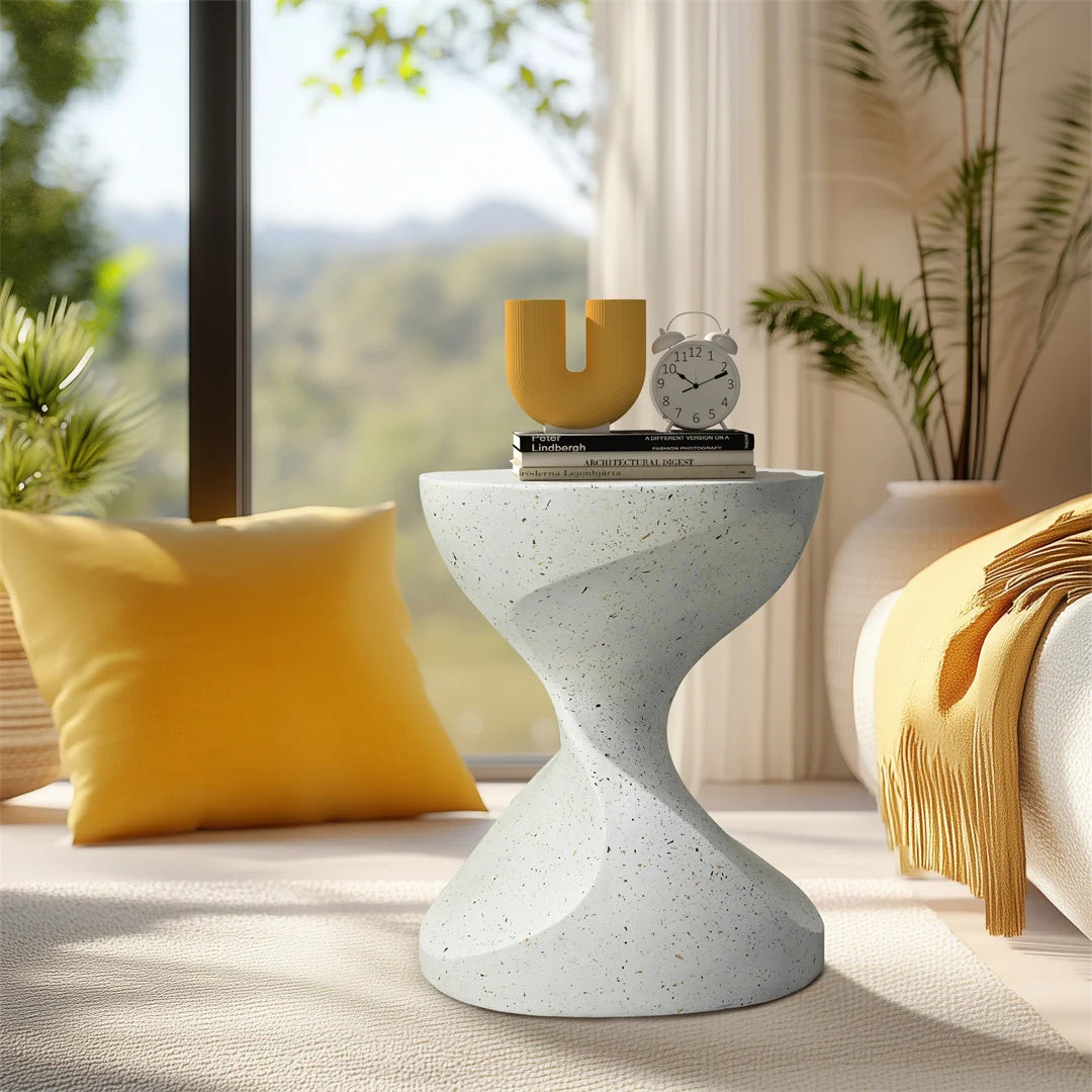 Lightweight Concrete Side Table Modern Living Room End Table Patio