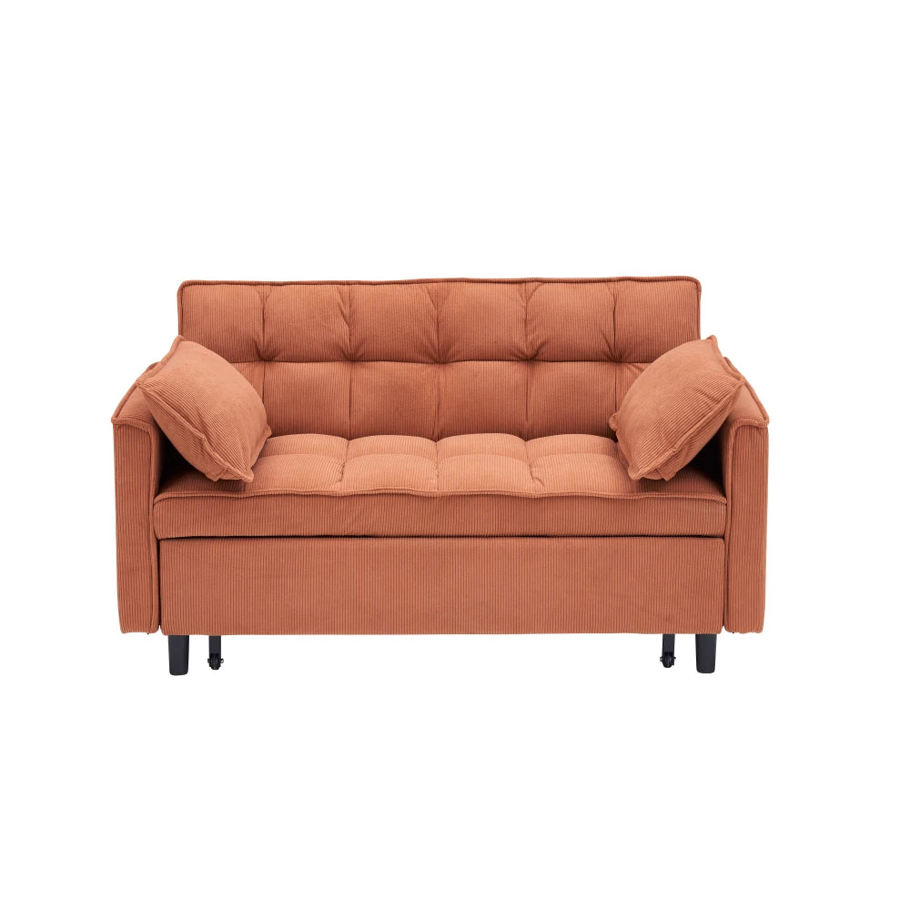 Corduroy Modular Sectional Sleeper Sofa With Pull Out Bed