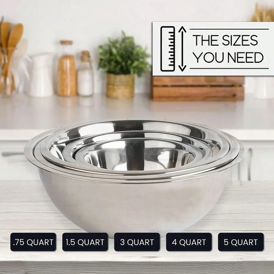Stainless Steel Mixing Bowl 5 Piece Set Nesting Bowls