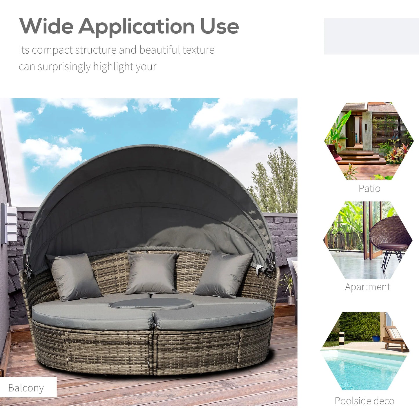 Outsunny Outdoor Convertible Daybed 4 Piece Furniture Set