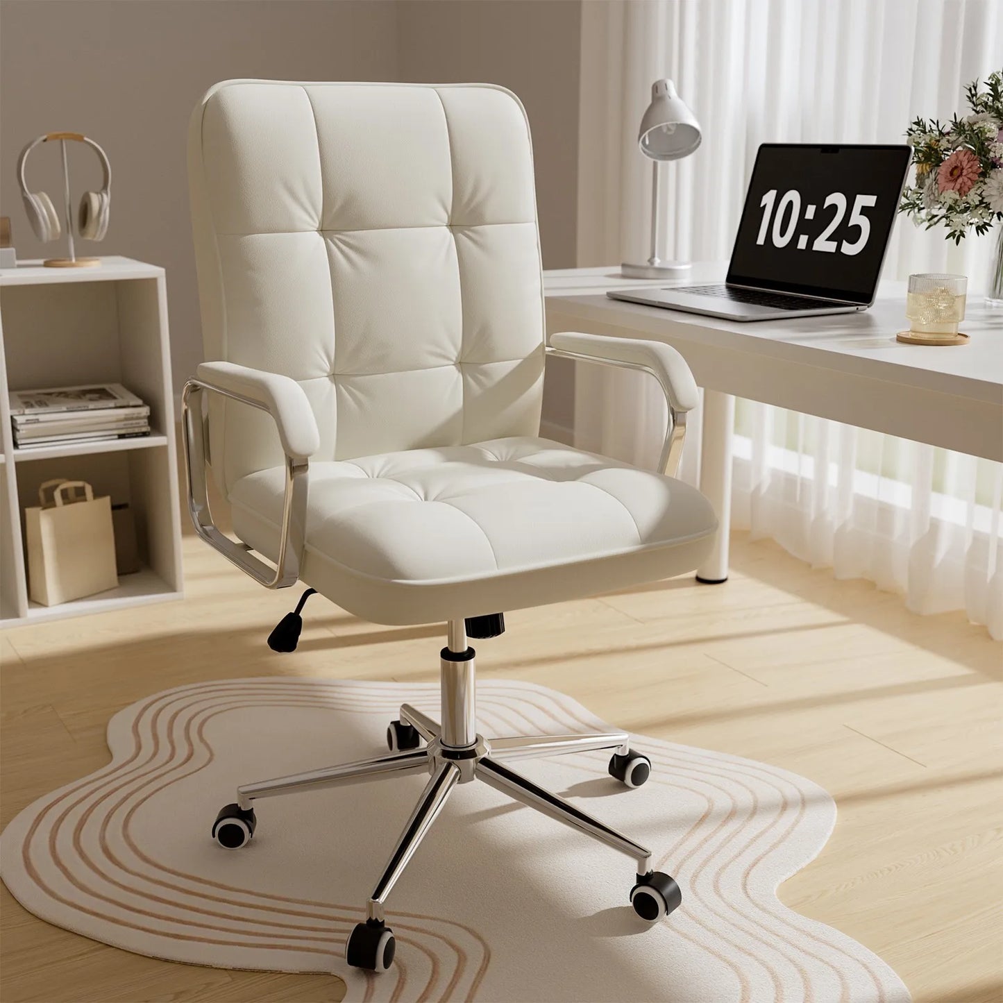 Ergonomic Adjustable Office Chair With Armrests PU Leather