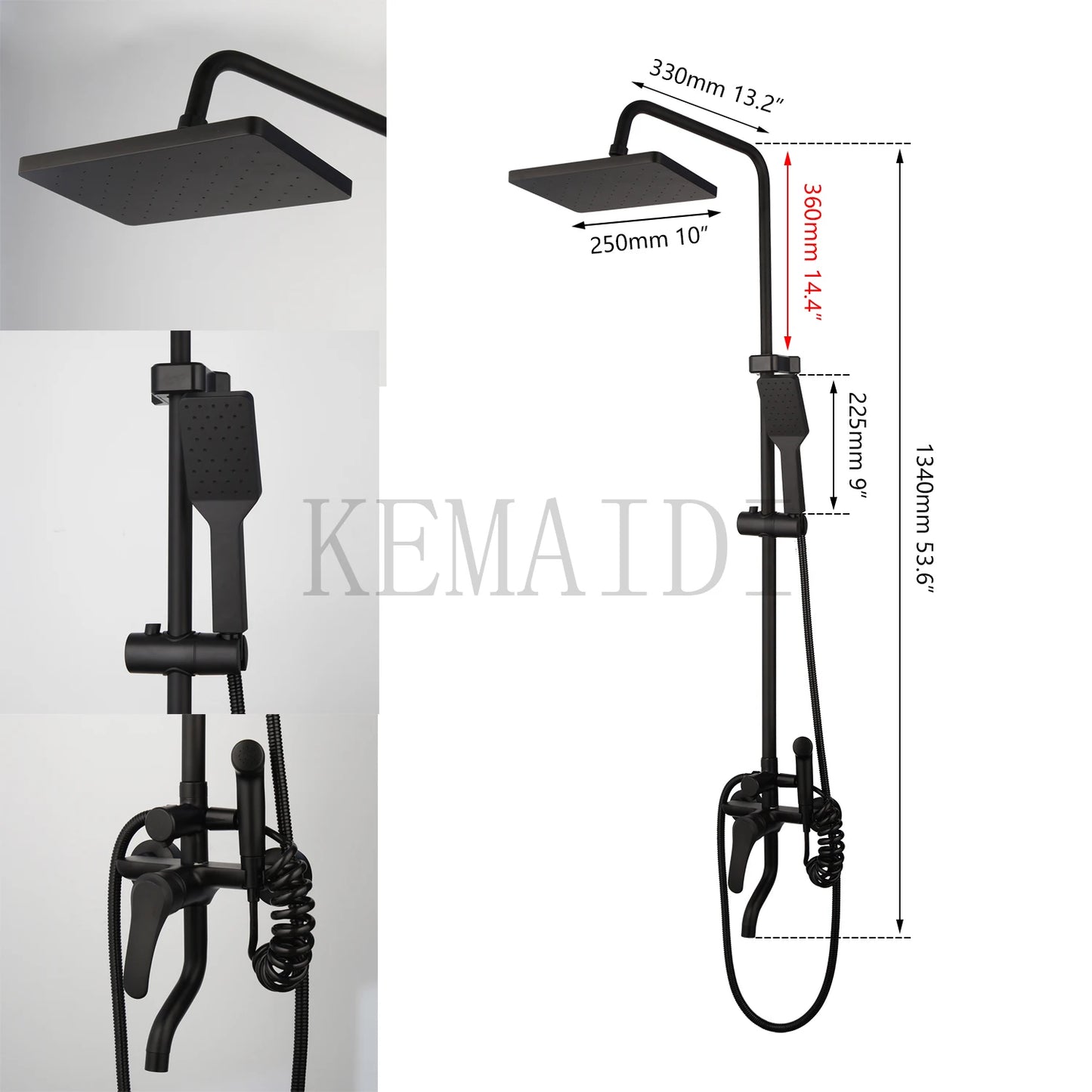 Kemaidi Rainfall Shower Faucet Single Lever Bathtub Mixer With Shelf
