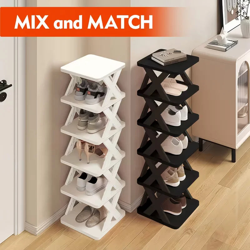 Multi Level Vertical Plastic Shoe Storage Organizer