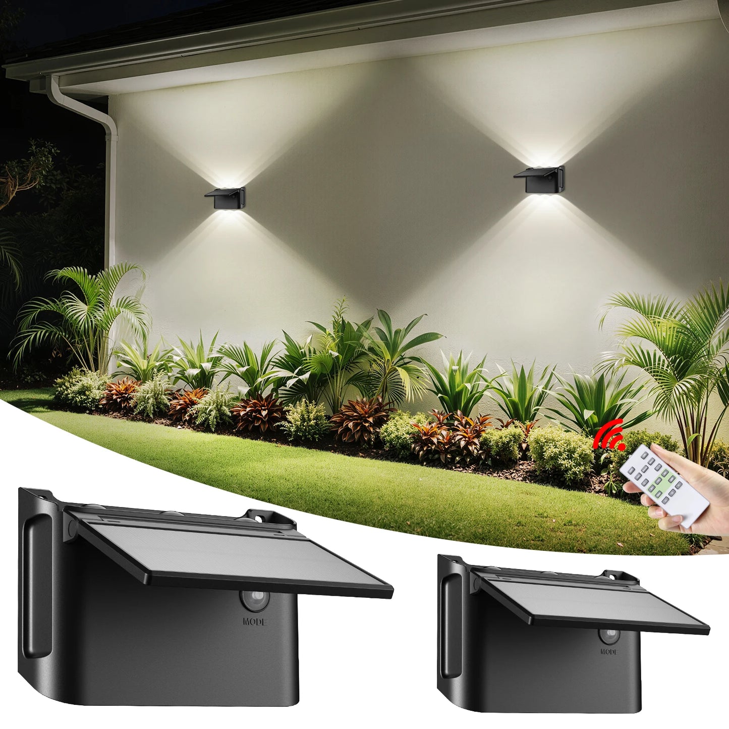Intelamp Solar Wall Lights With Adjustable Outdoor LED Lighting