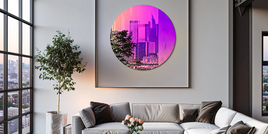 Wisfor Round Wall Mirror With Gradient Neon Art Decor