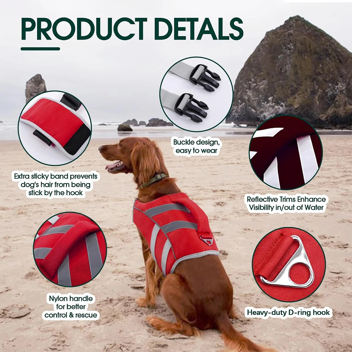 Waterproof Polyester Dog Life Jacket With Reflective Stripes For Safety
