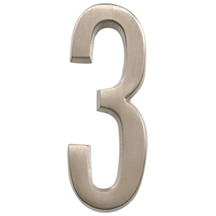 House Number 3 Zinc Self Adhesive Address Sign Front Door
