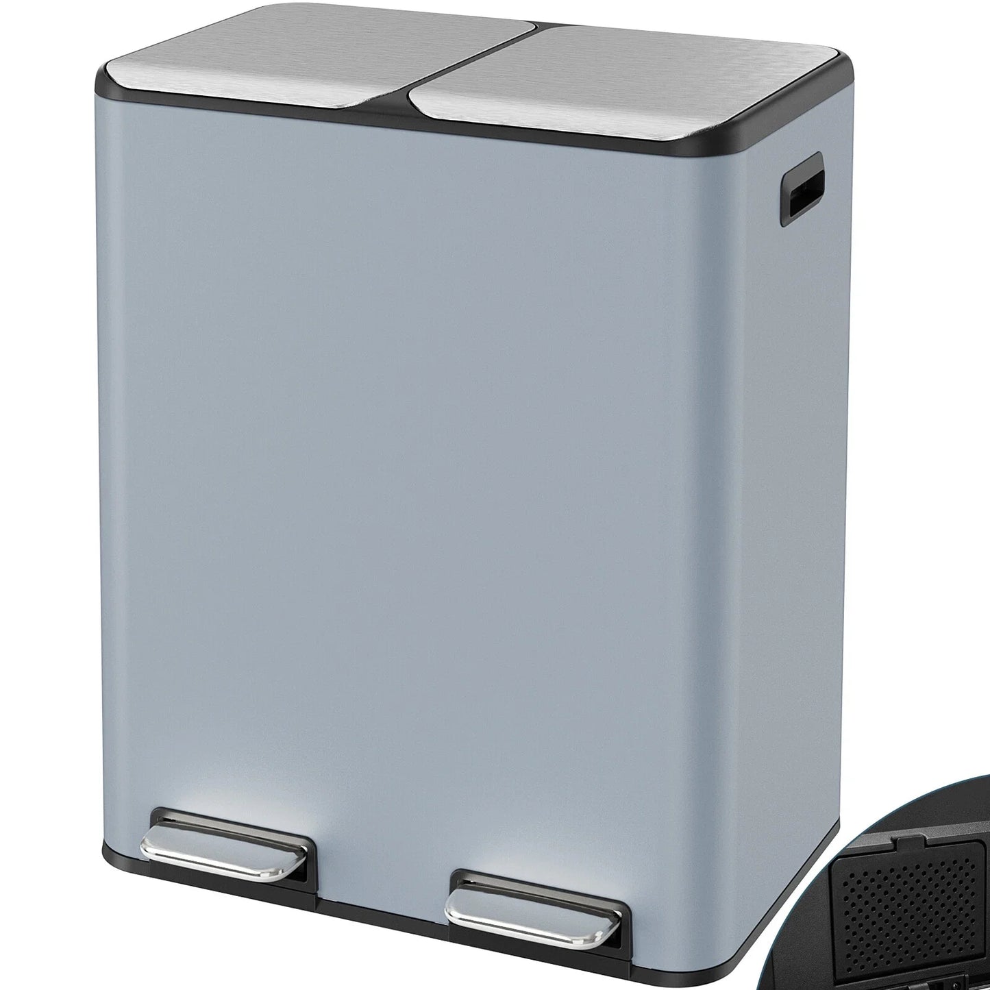 Stainless Steel Dual Trash Can With Built In Filter Box
