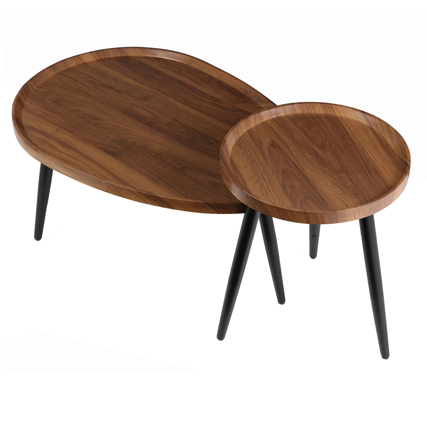 Round Coffee Table Set Of 2 Rustic Industrial Nesting Tables
