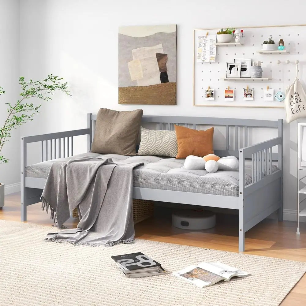 KOMOTT Wood Daybed With Wooden Slats Support Modern Platform Frame