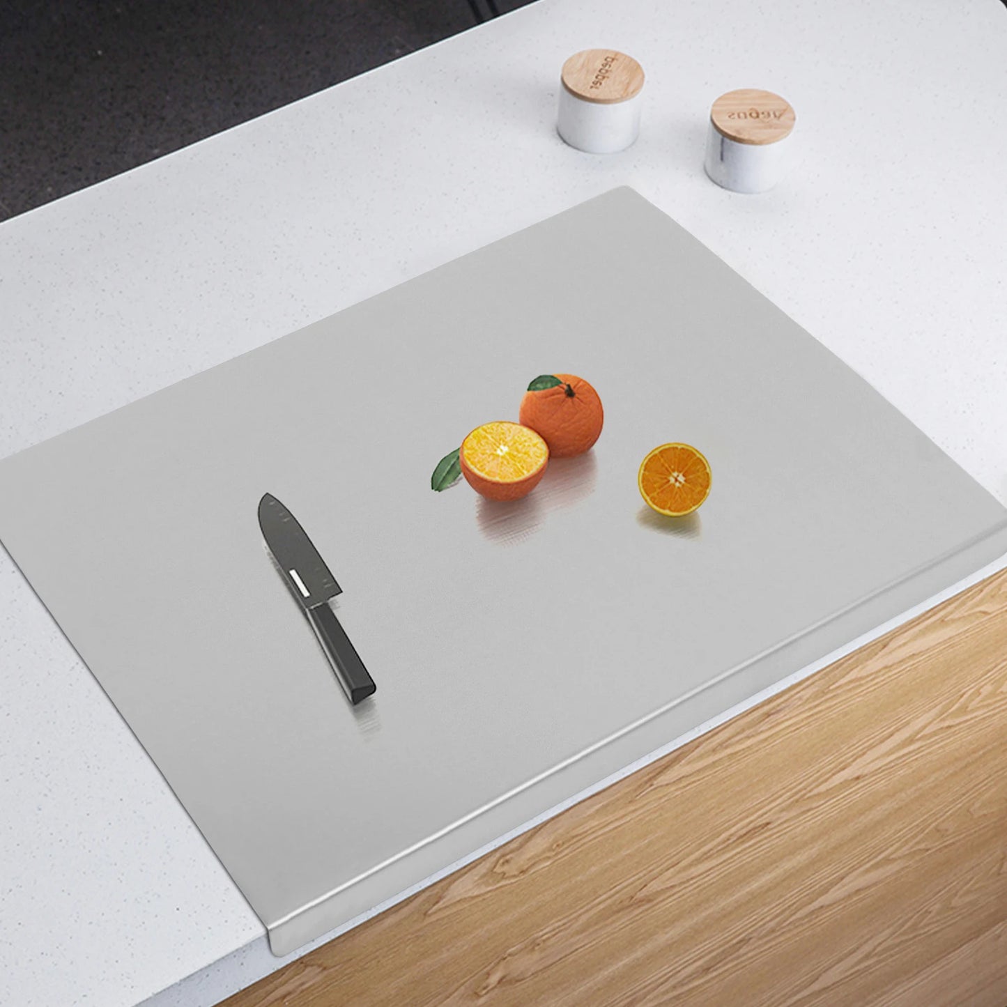 Stainless Steel Chopping Board With L Shaped Folded Edge