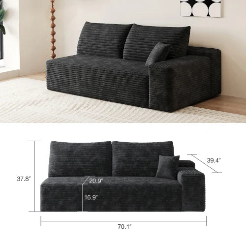 YQXH CN Cloud-Style Sectional Sofa With Corduroy Cover