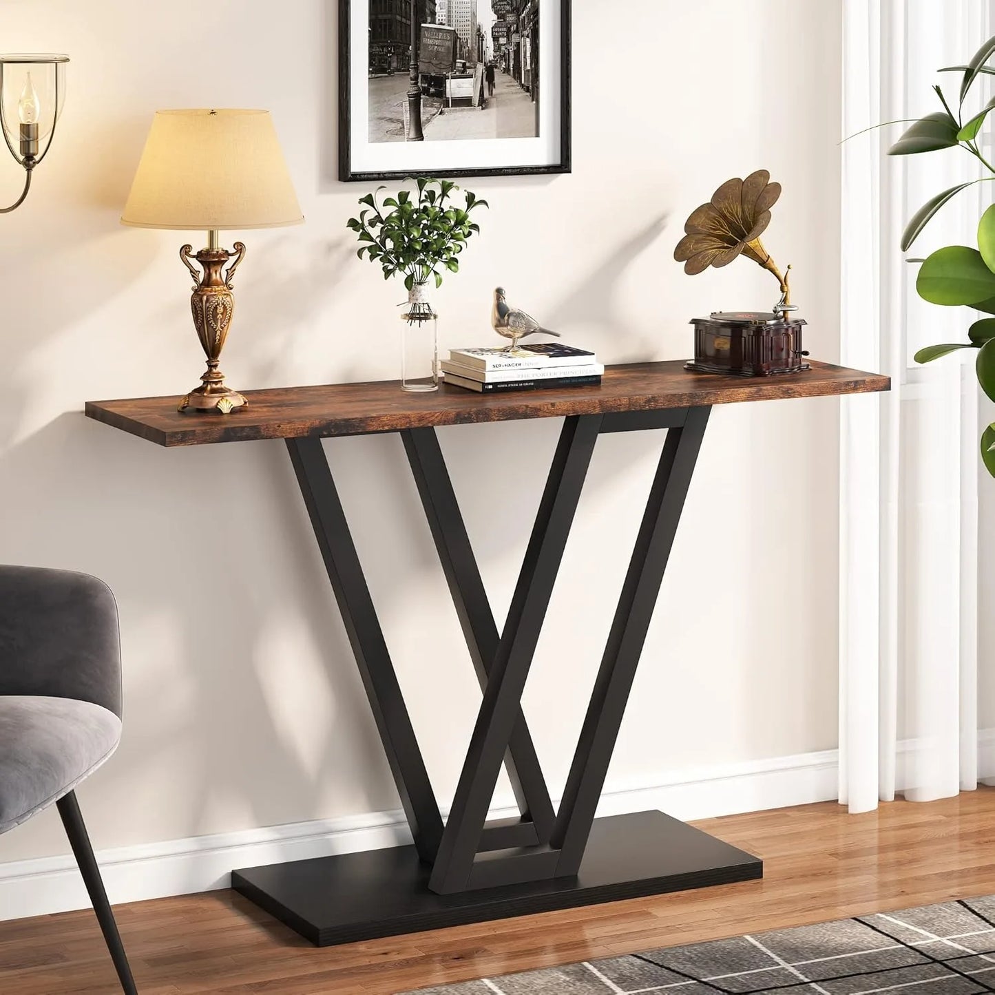 Little Tree Console Table Industrial Hallway Sofa Table For Entryway