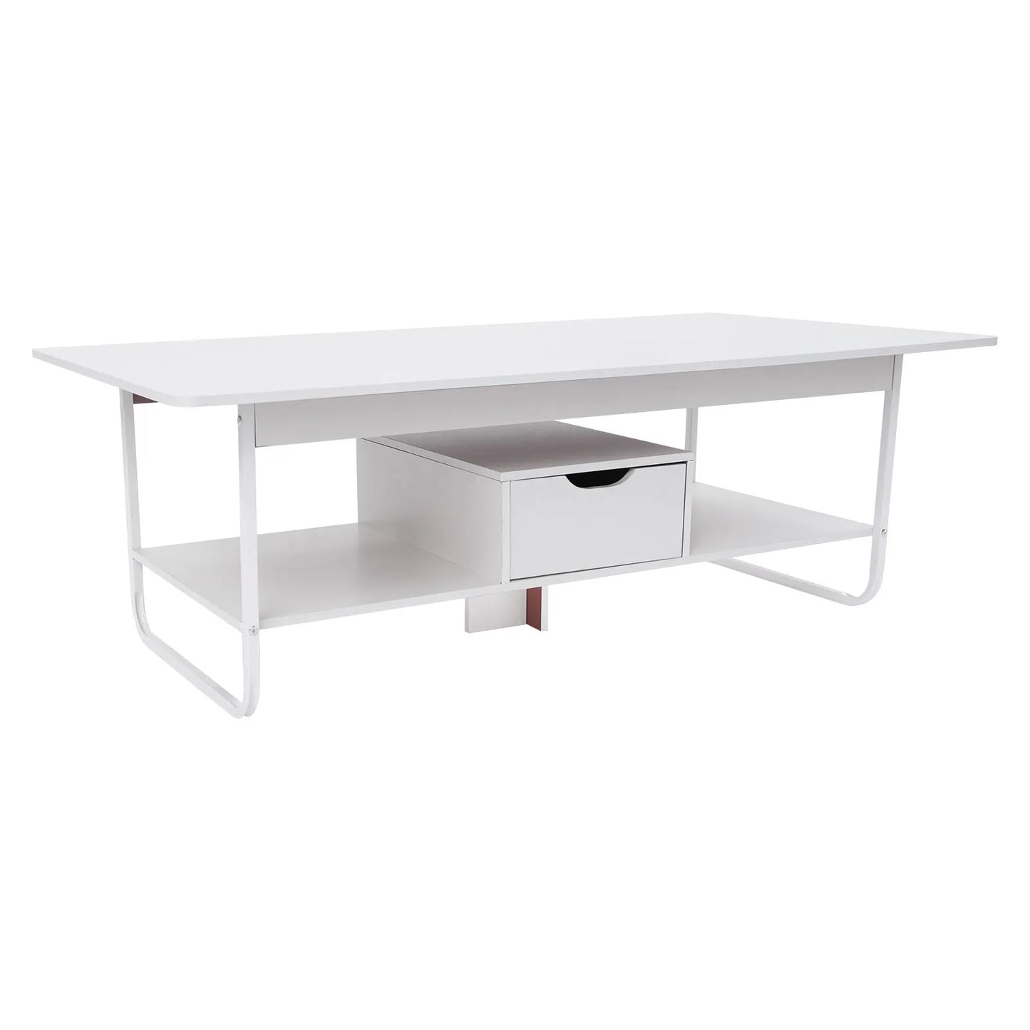 Modern Coffee Table With One Drawer And Two Tiers Wooden