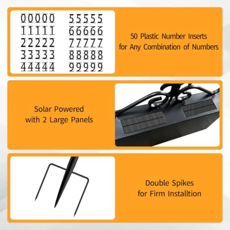 Metal Solar Address Signs For Yard With Custom House Numbers