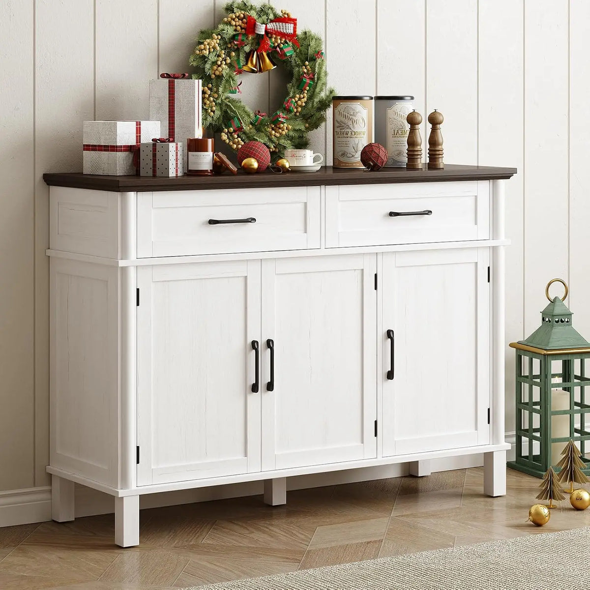 Onbrill Wood Buffet Cabinet With Three Doors And Two Drawers