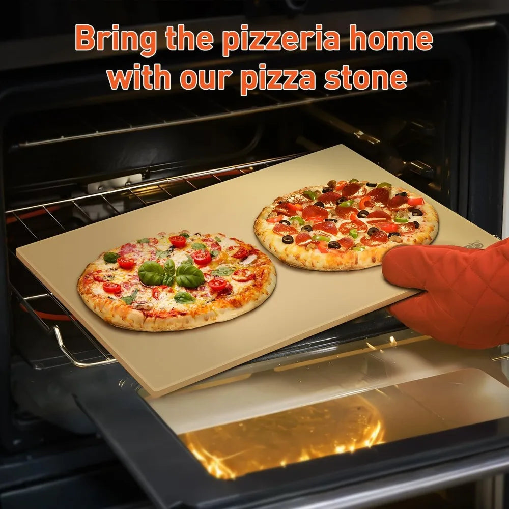 Cordierite Pizza Stone for Grill and Oven with Scraper