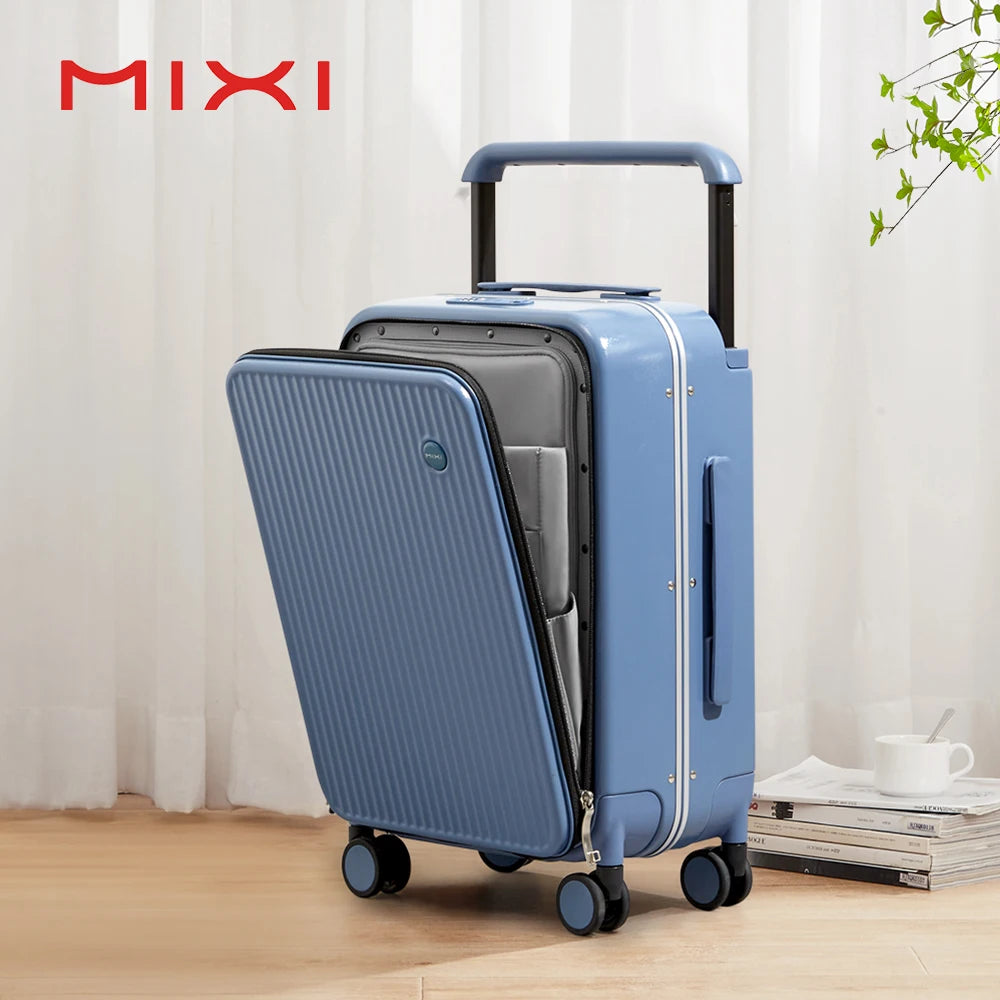 Mixi Front Laptop Pocket Suitcase Wide Handle Travel Luggage