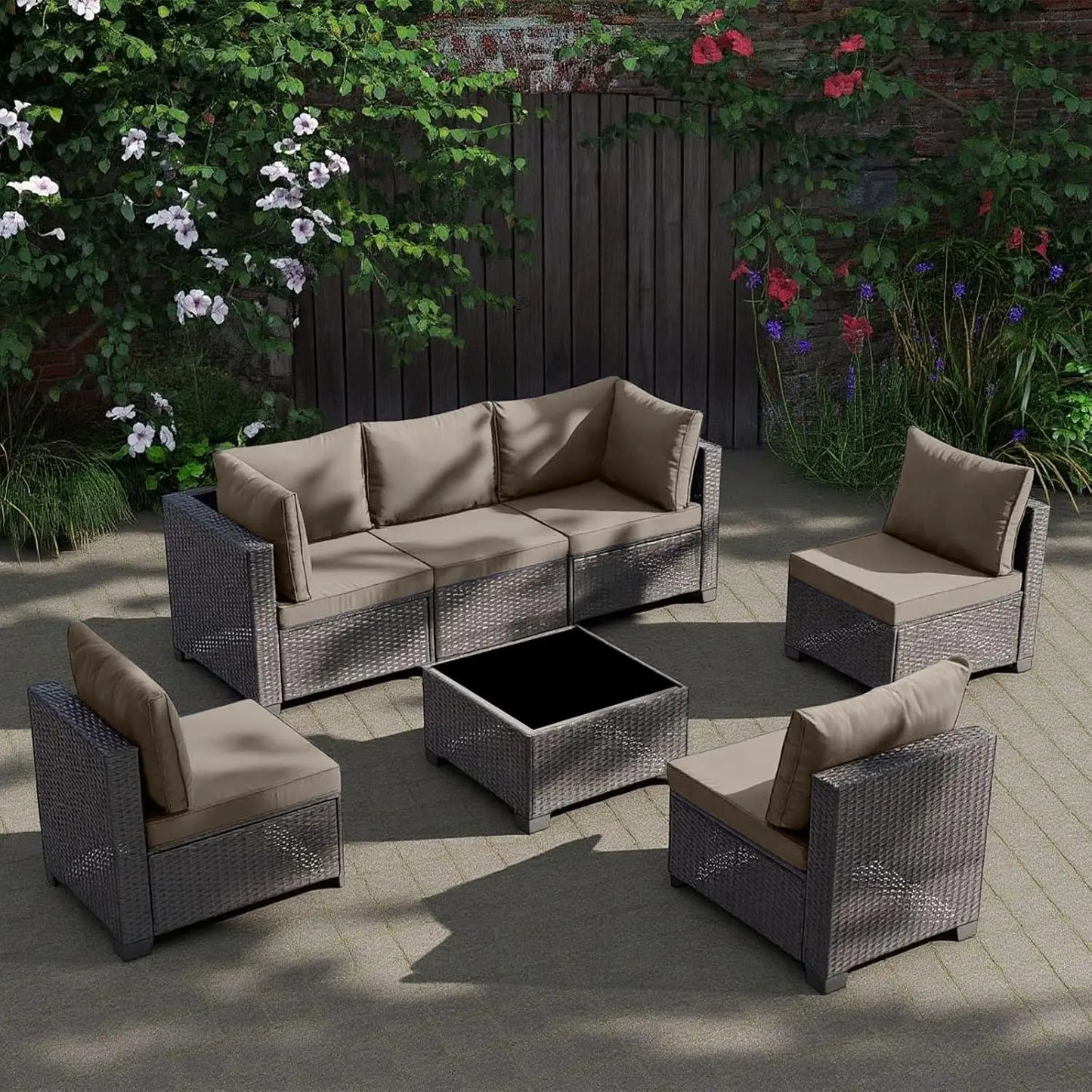 All Weather Outdoor Patio Furniture Set Sectional Sofa PE Rattan Wicker