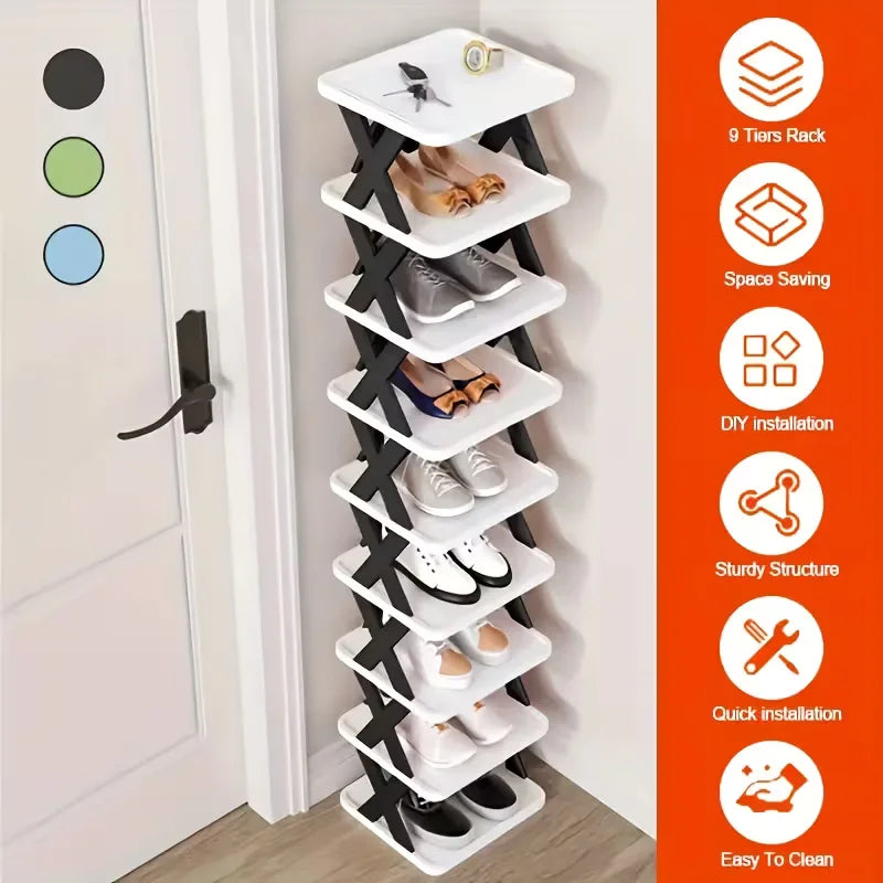 Multi Level Vertical Plastic Shoe Storage Organizer