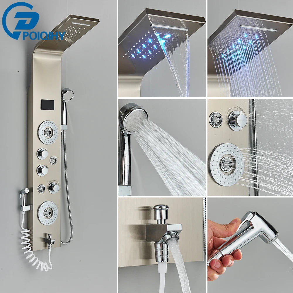 Poiqihy Bathroom Shower Faucet With Handheld Shower Panel